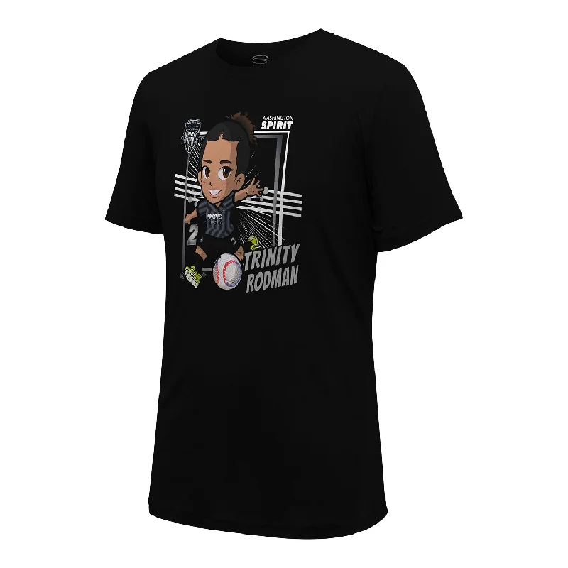 Unisex Washington Spirit Trinity Rodman Chibi Black Tee Satin Fabric Silk Fabric Chiffon Fabric Unisex Washington Spirit Trinity Rodman Chibi Black Tee Satin Fabric Silk Fabric Chiffon Fabric