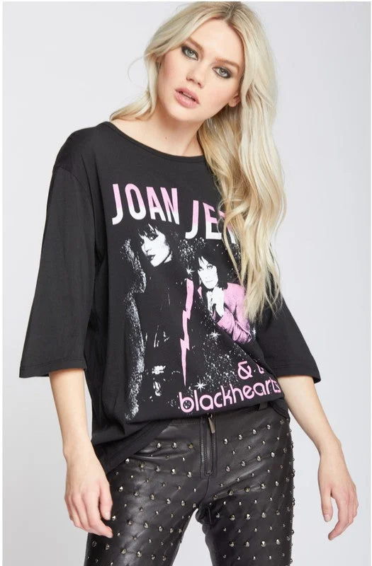 Joan Jett & The Blackhearts 3/4 Sleeve Tee Solid Print Embellished