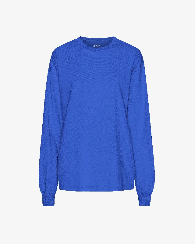 Oversized Organic LS T-shirt - Sapphire Blue Front Pockets Side Pockets Patch Pockets Oversized Organic LS T-shirt - Sapphire Blue Front Pockets Side Pockets Patch Pockets