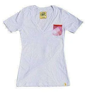 Team Phun Pink Plaid Pocket Ladies Vee Neck tee shirt Layered Multi-layer Single Layer Team Phun Pink Plaid Pocket Ladies Vee Neck tee shirt Layered Multi-layer Single Layer