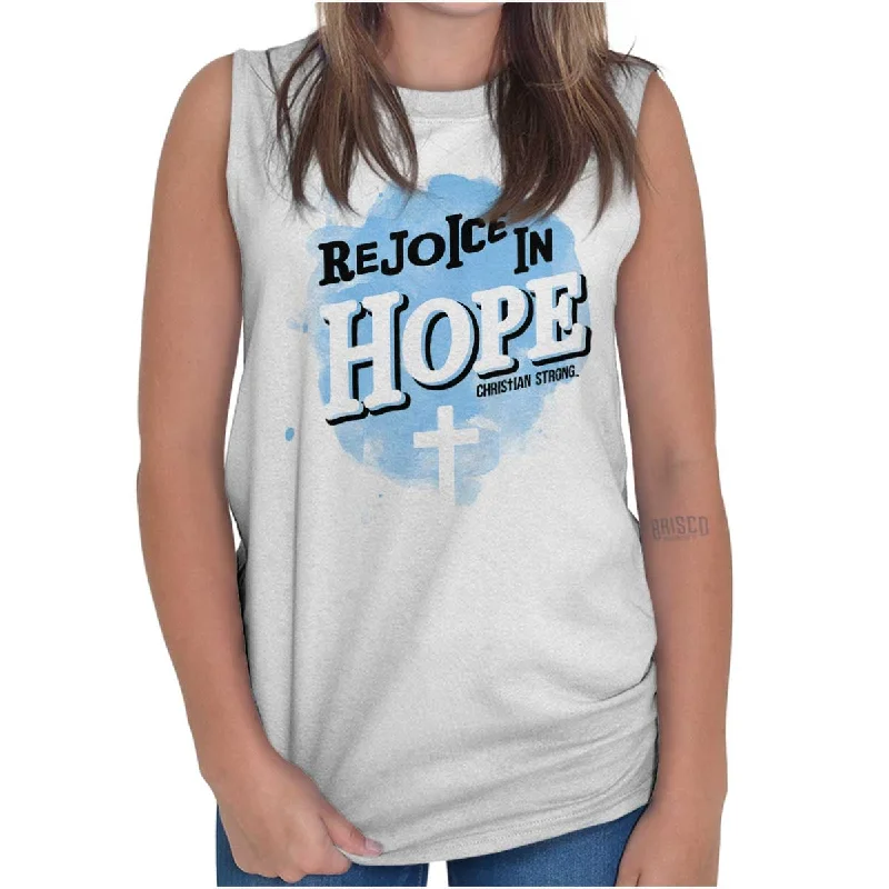 Rejoice in Hope Sleeveless T-Shirt Fitted T-Shirt Seamless Stretchy