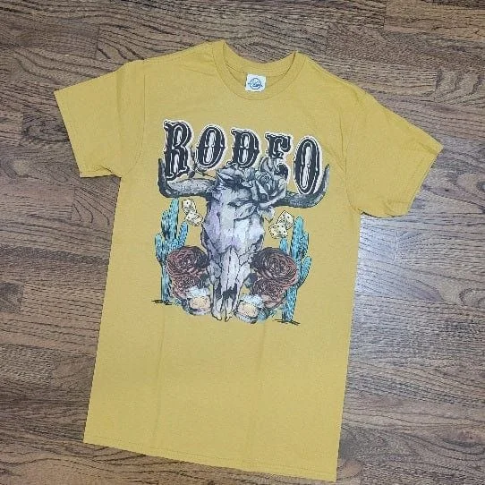 Rodeo Cowskull Roses Tee Sequined Glittery Shiny