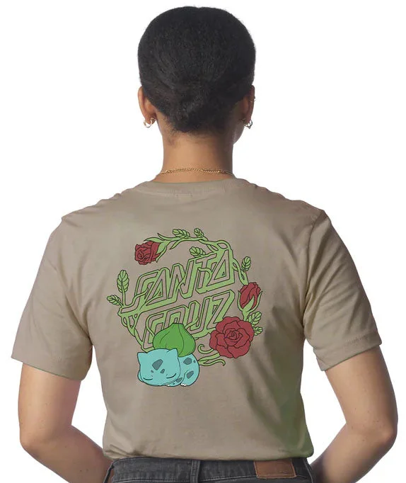 Santa Cruz x Pokémon - Women's Grass Type 1 Tee | Warm Grey Rayon Velvet Corduroy