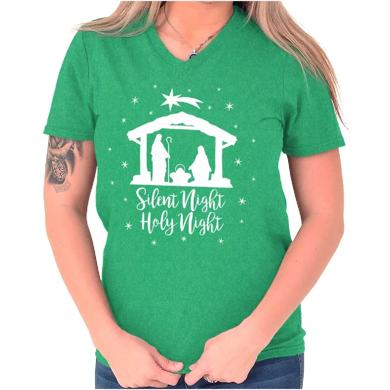 Silent Night V-Neck T Shirt Real Fur Shearling Chenille