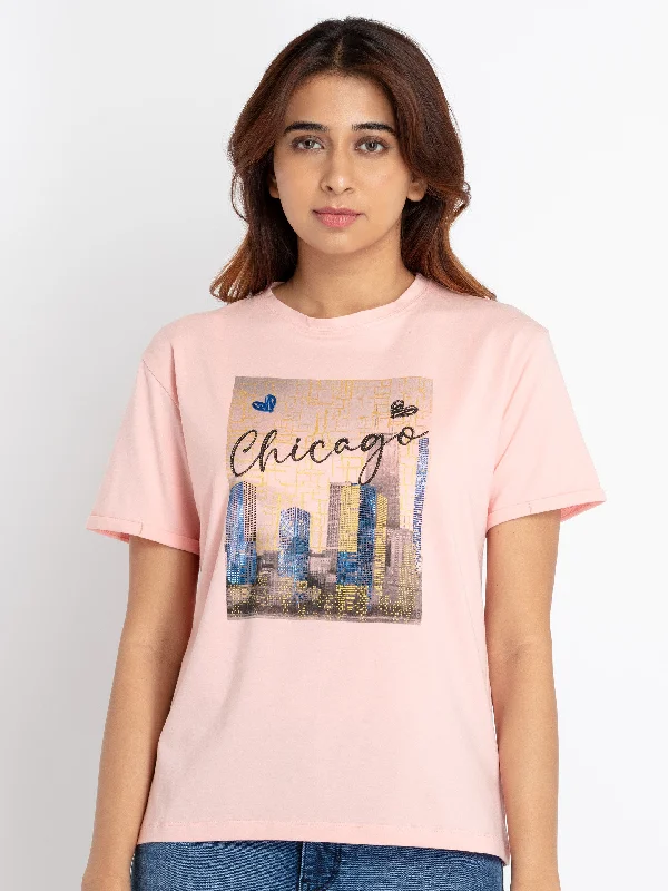 Womens Printed Round Neck T-shirt Hooded Caped Shawl Collar