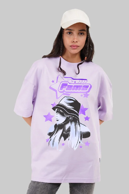Starstruck Fame Lavender Baggy Fit T-Shirt Women Fashionable Trendy Casual