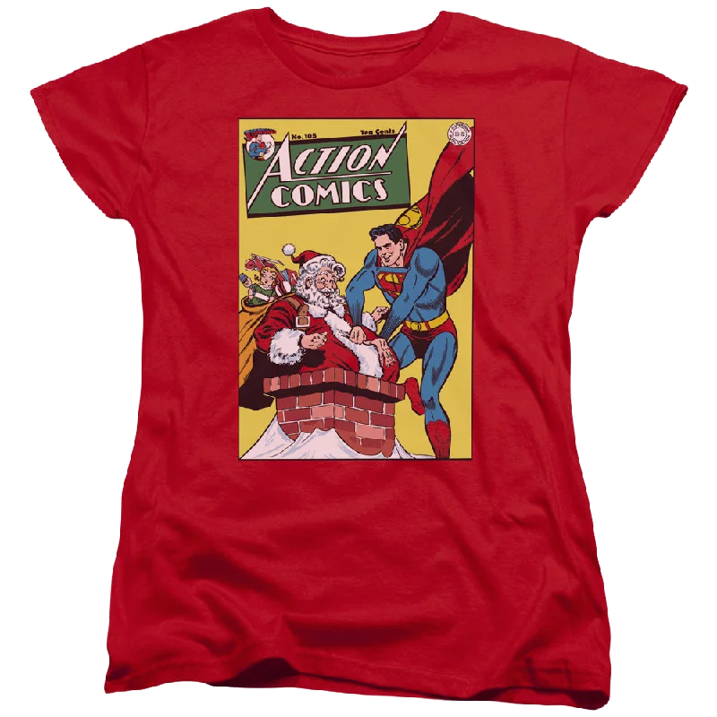 Superman Dc/Cover No. 105 - Women's T-Shirt Hooded Caped Shawl Collar