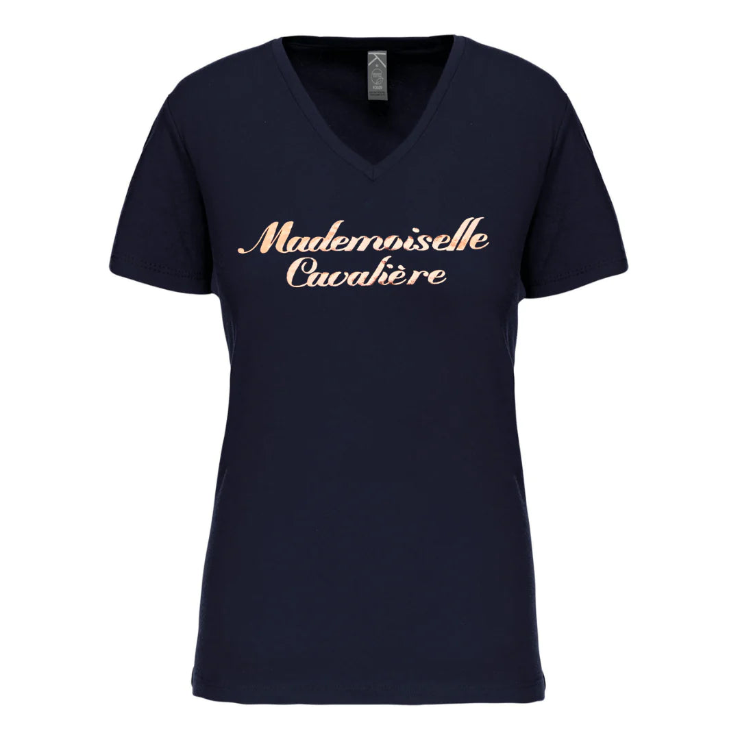 T-SHIRT MADEMOISELLE CAVALIERE MARINE Hooded Caped Shawl Collar