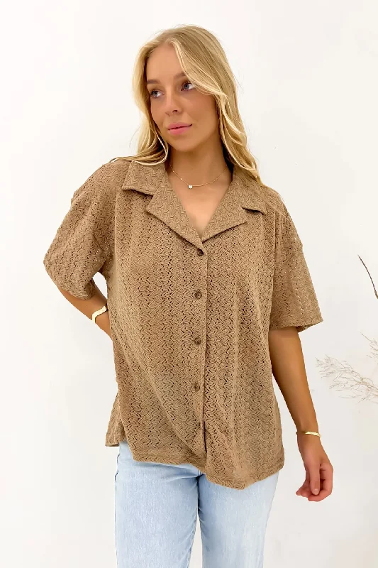 Tilda Shirt Fawn Silk Blend Satin Velvet