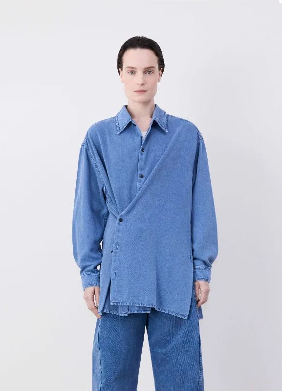 TWISTED DENIM SHIRT Print Jacquard Patchwork