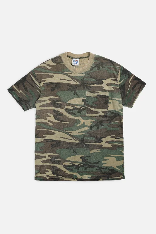 Vintage Camo Tee - M Hooded Caped Shawl Collar