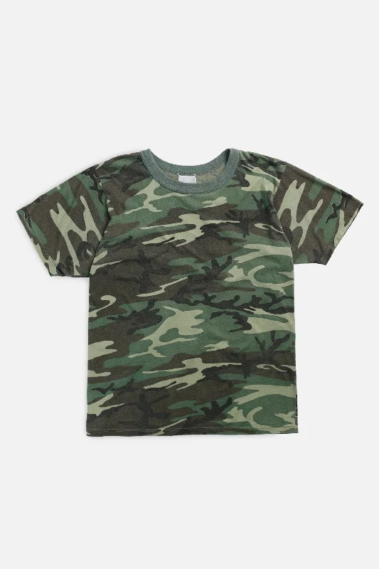 Vintage Camo Tee - S V-Neck T-Shirt Long Sleeve Cotton