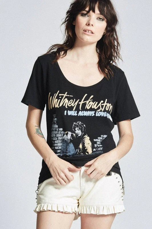 Whitney Houston Vintage Scoop Neck Tee Collared Crew Neck Turtle Neck