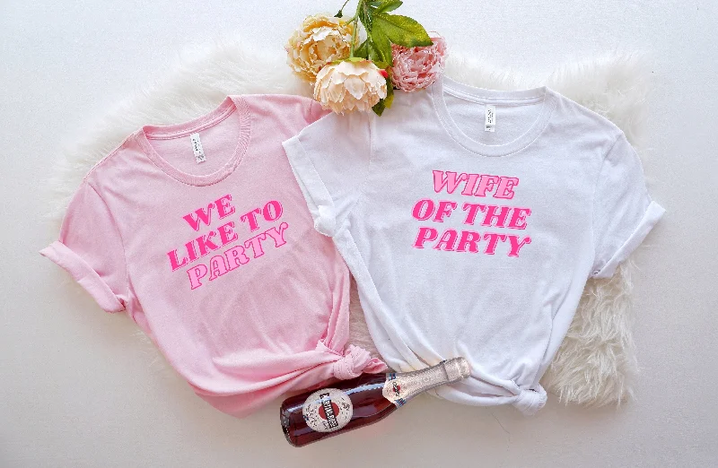 Retro Wife of the party Bachelorette Shirts Sequined Glittery Shiny