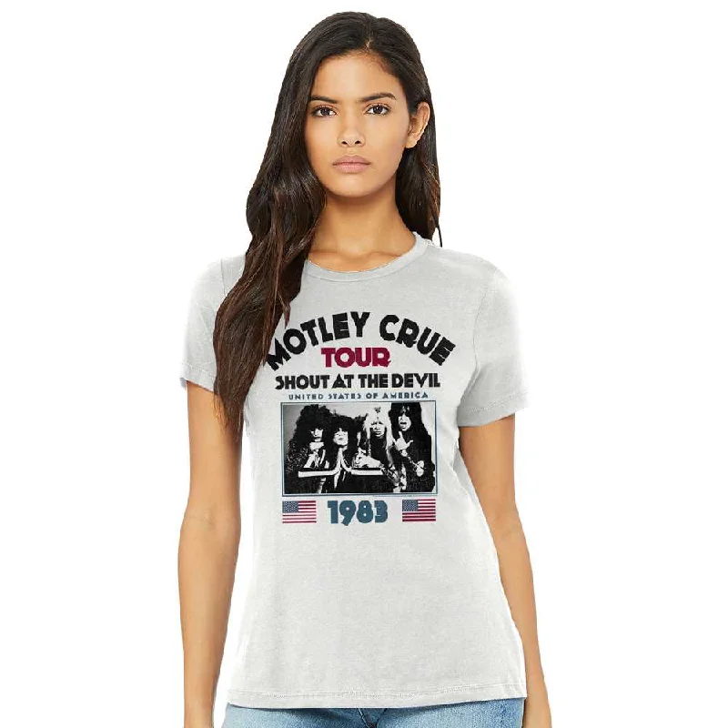 Women Exclusive MOTLEY CRUE Eye-Catching T-Shirt, US 1983 Tour Basic T-Shirt Crew Neck Short Sleeve Women Exclusive MOTLEY CRUE Eye-Catching T-Shirt, US 1983 Tour Basic T-Shirt Crew Neck Short Sleeve