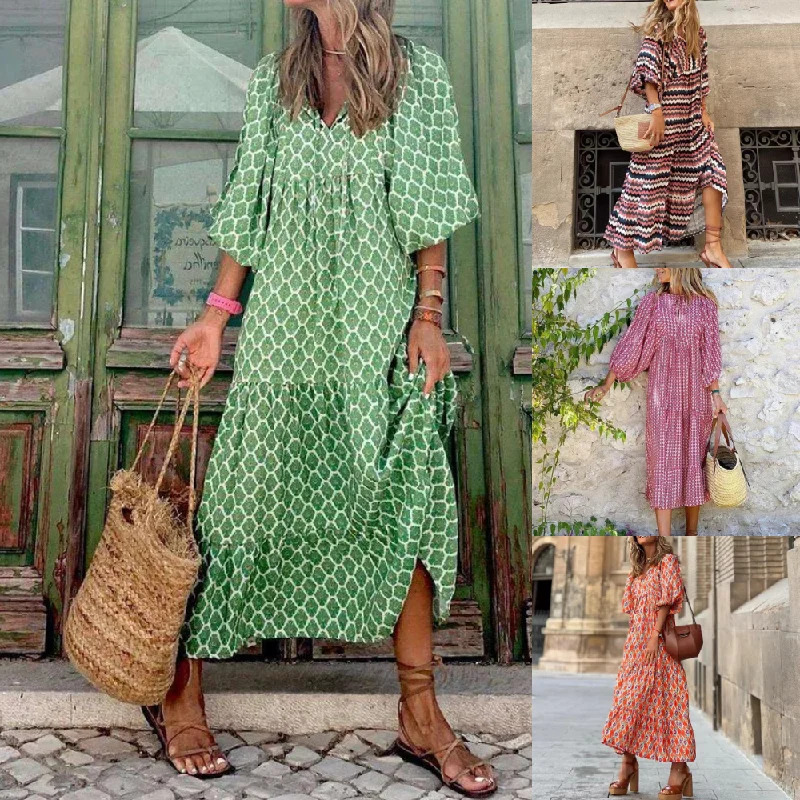 Bohemian Beauty Green Maxi Dress Trendy Floral Print Maxi Dress