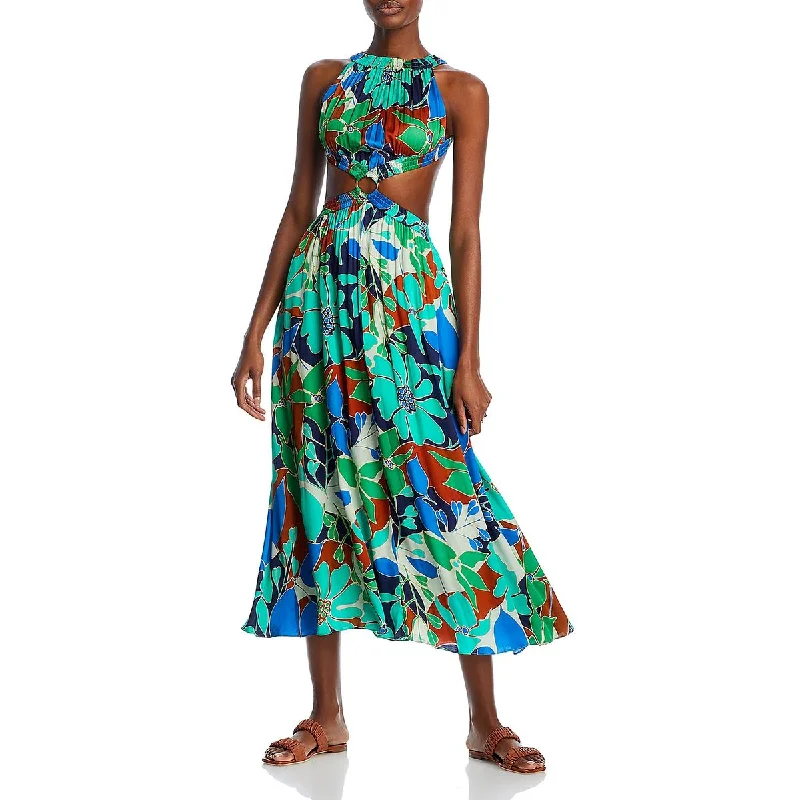 Theia Womens Printed Cut-Out Maxi Dress Fashionable Asymmetrical Maxi Dress