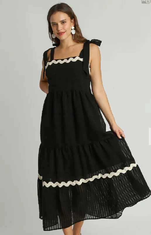 Checkered Organza Sleeveless Ribbon Tie Tiered Maxi Dress Cozy Ribbed Maxi Dress