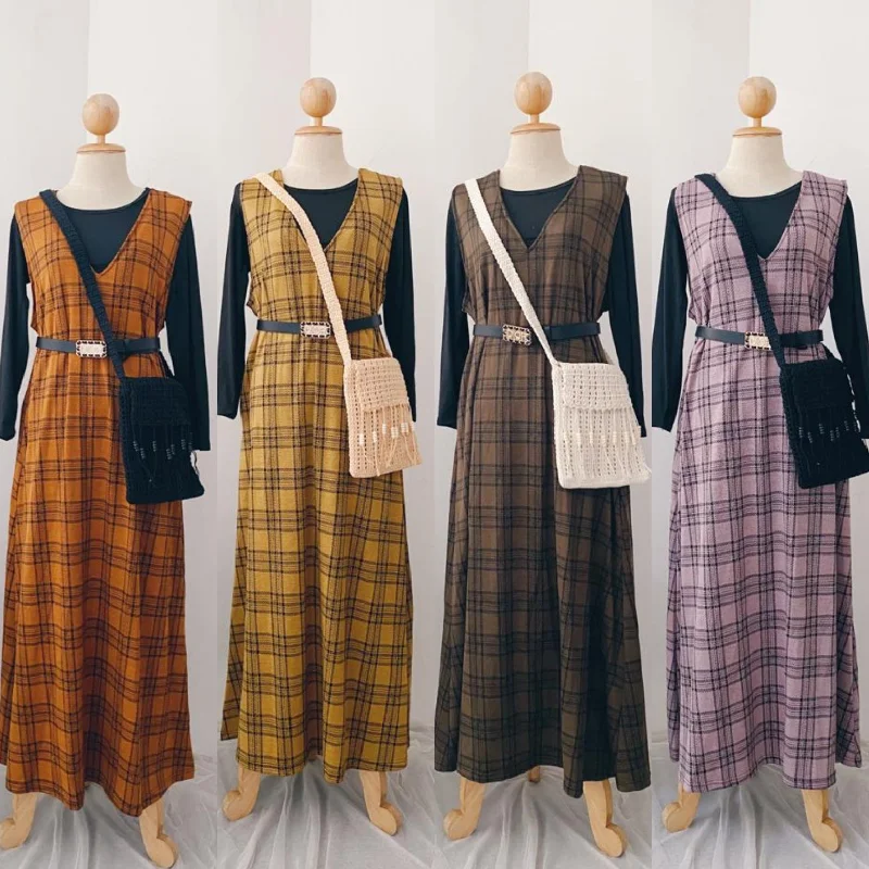 Checkered Sleeveless Maxi Dress Trendy Floral Print Maxi Dress