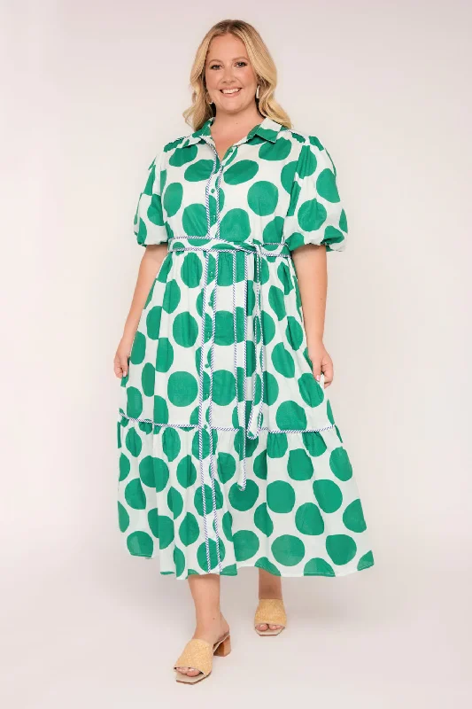 Ginette Maxi Dress in Polka Fest Trendy Fit-and-Flare Maxi Dress