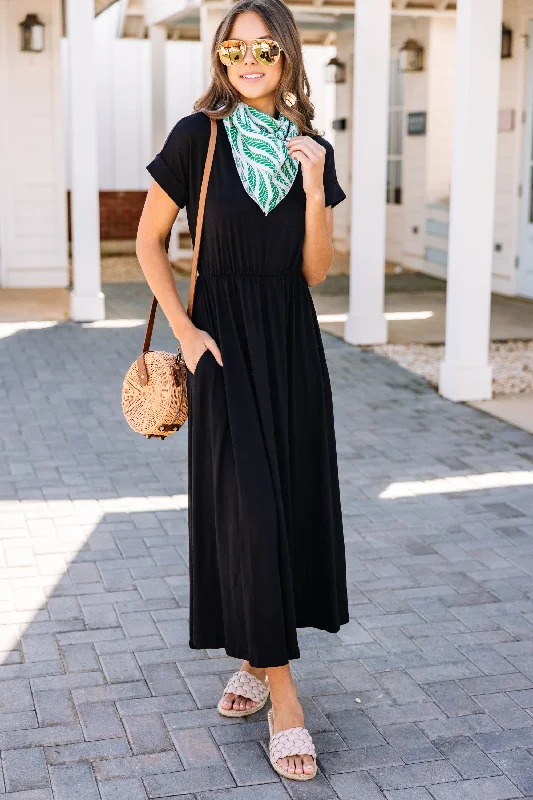 Hold On Tight Black Tied Back Maxi Dress Fashionable Halter Neck Maxi Dress