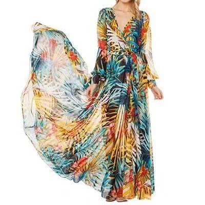 Tropical, Bohemian, Summer bahamas Chiffon Maxi Dress Robe (US 6 -16) Elegant Pleated Maxi Dress Tropical, Bohemian, Summer bahamas Chiffon Maxi Dress Robe (US 6 -16) Elegant Pleated Maxi Dress