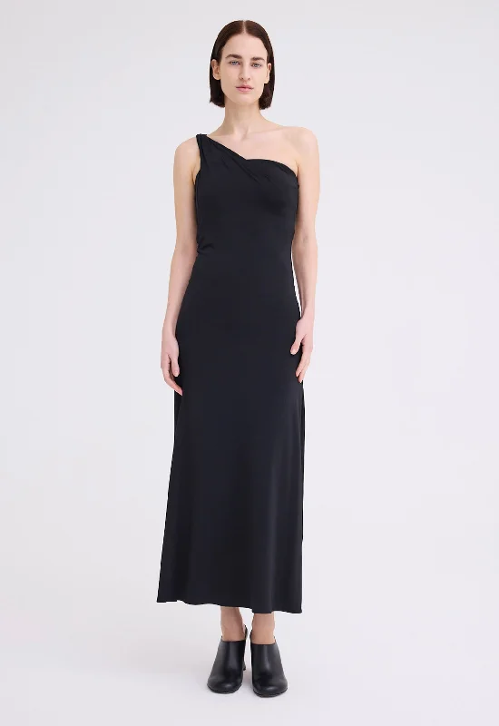 Lyas Jersey Maxi Dress - Black Trendy Fit-and-Flare Maxi Dress