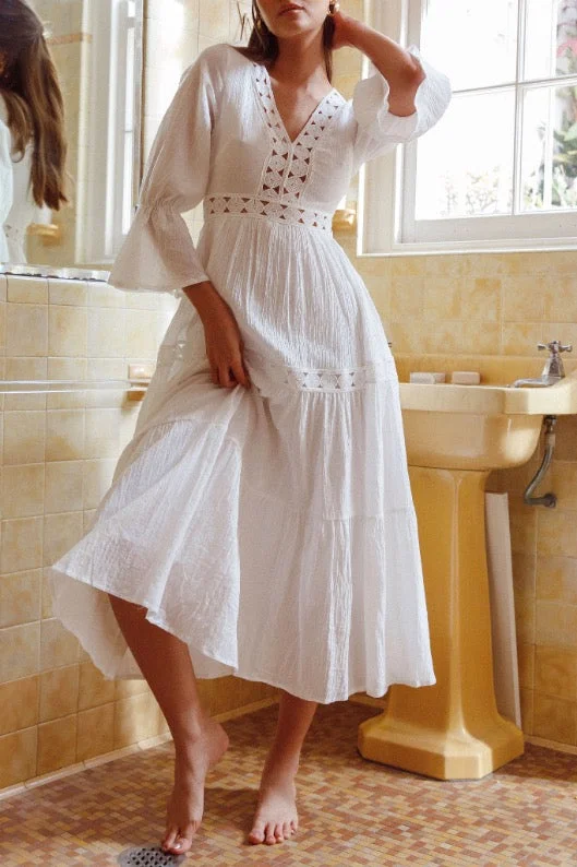 Macy Maxi Dress - White Classic Tulle Maxi Dress