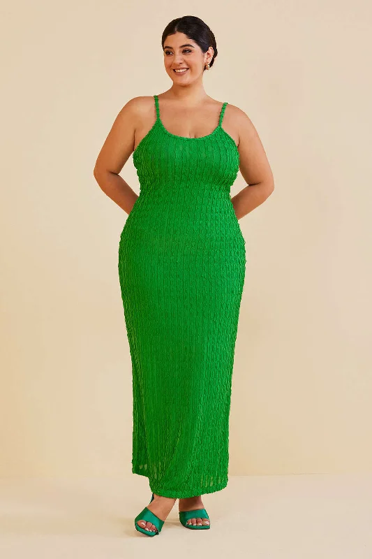 Plus Size Textured Slip Maxi Dress Comfortable Cotton Maxi Dress