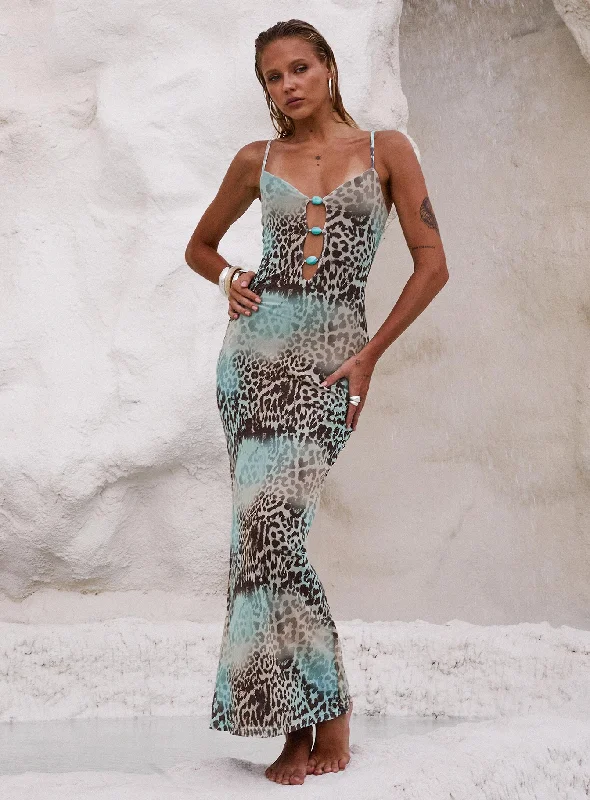 Mi Casa Maxi Dress Animal Comfortable Maxi Dress with Slits