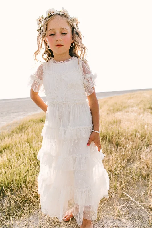 Mini Whimsical Maxi Dress in White Elegant Boho Maxi Dress