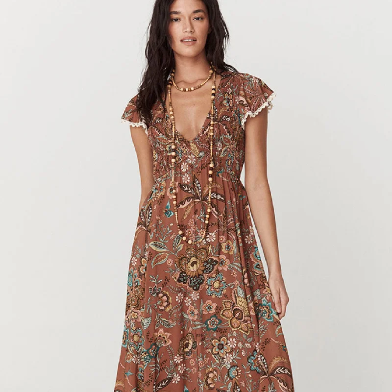 Mojave Lily Shirred Maxi Dress Elegant Velvet Maxi Dress