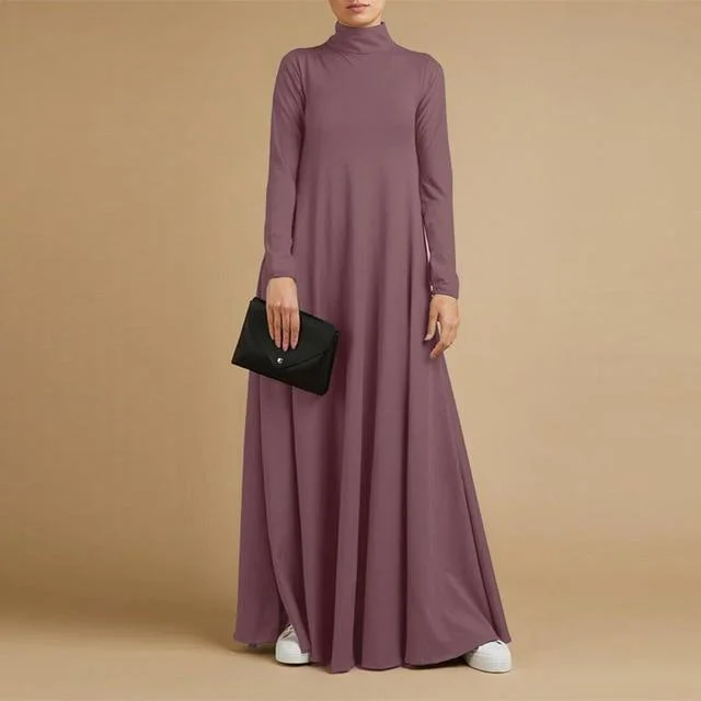 Plus Size Turtleneck Maxi Dress Fashionable Off-Shoulder Maxi Dress