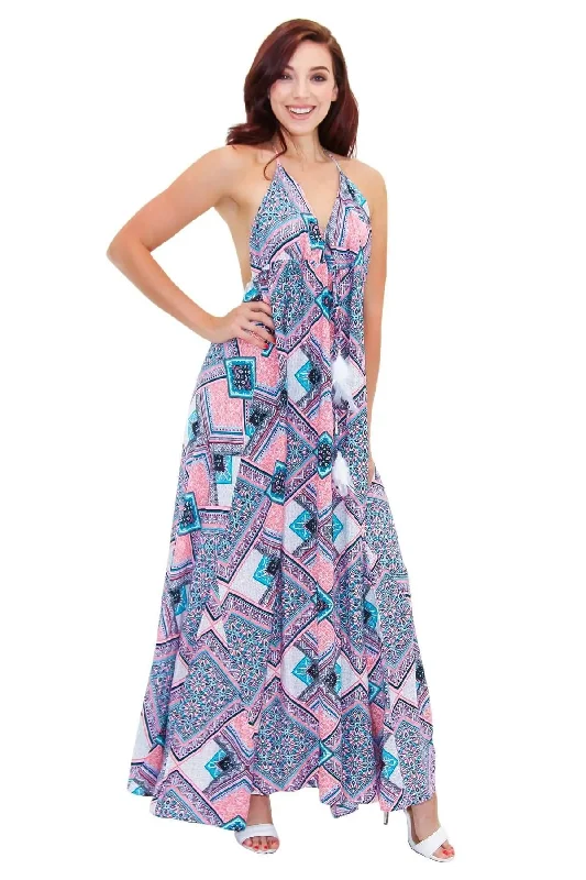 Rayon Luxury Resort Strappy Maxi Dress For Beachwear and Cruise Wear Cozy Knitted Maxi Dress