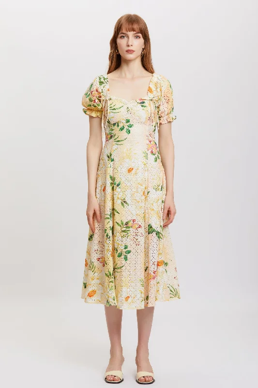 ST | Hibiscus Puff Maxi Dress Stylish Off-Shoulder Maxi Dress