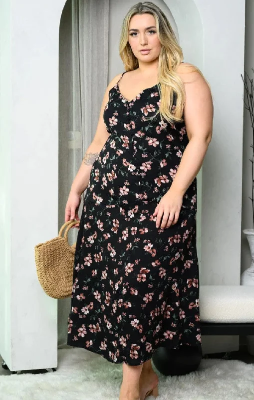 Spaghetti Sun Maxi Dress Plus 11584 Comfortable Maxi Dress with Belt