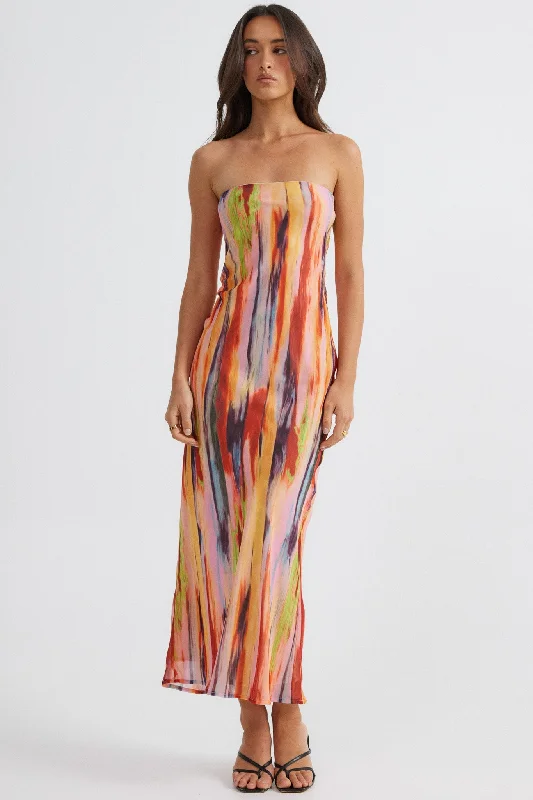 St Barts Strapless Maxi Dress - Print Stylish Longline Maxi Dress