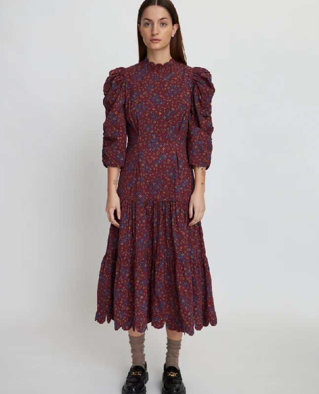 Stella Nova Floral Cotton Maxi Dress Cozy Ruffle Sleeve Maxi Dress