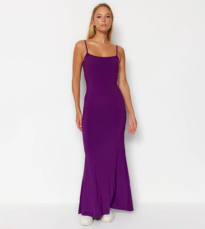 Solid Strappy Maxi Dress K58749687 3XL Trendy Ruffled Maxi Dress