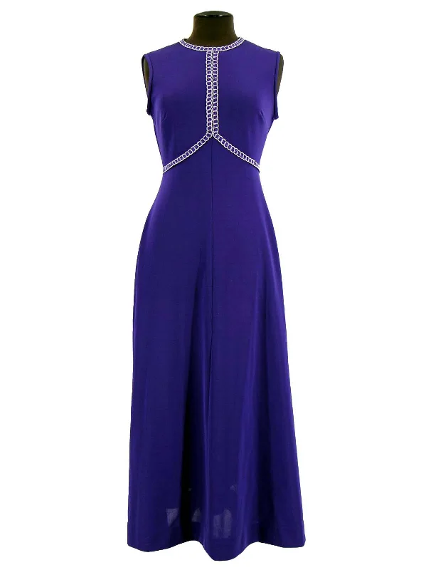 Vintage Berkertex Purple Evening Maxi Dress Elegant Maxi Dress with Slit