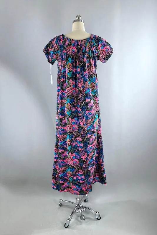 Vintage Neon Hawaiian Floral Maxi Dress Elegant Lace Maxi Dress