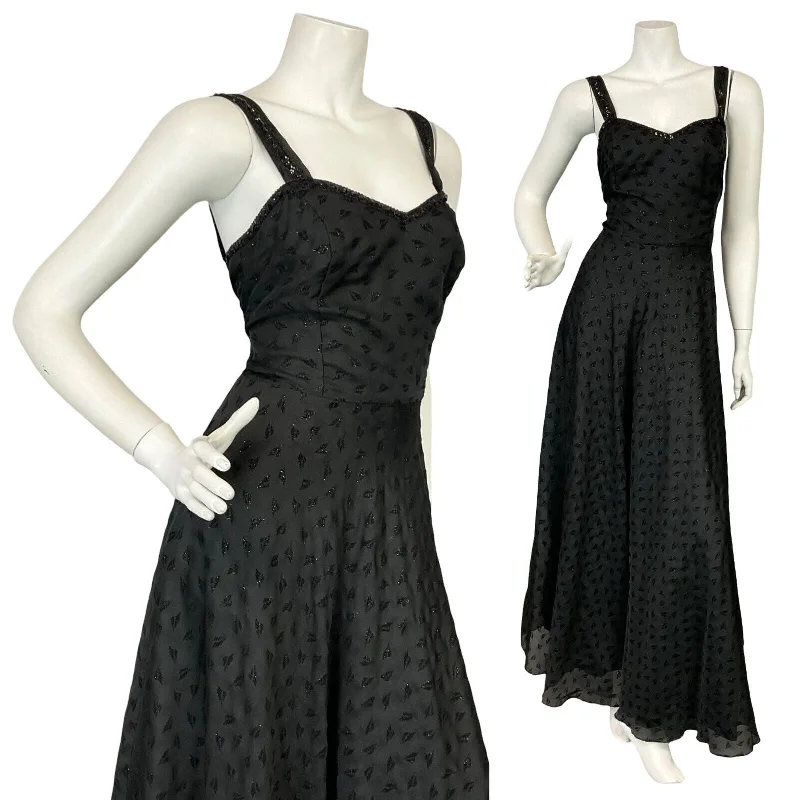 VTG 70S SWEETHEART STRAPPY GLITTER BLACK FLOATY FORMAL PARTY MAXI DRESS 10 Fashionable Halter Neck Maxi Dress