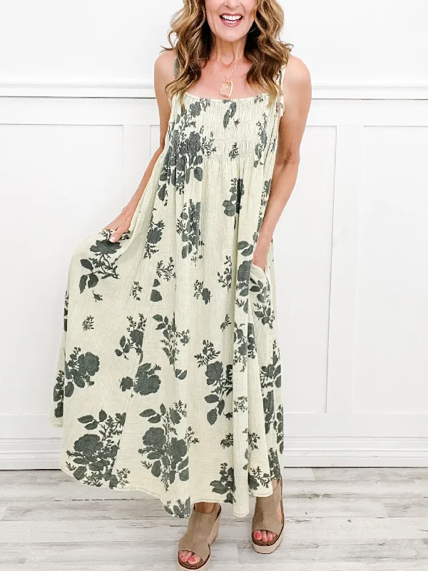 With Ease Washed Print Maxi Dress Fashionable Sheer Maxi Dress