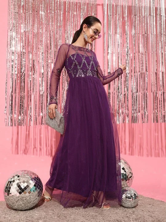 Women Checked Fit and Flare Long Sleeves Maxi Dress Trendy Short Sleeve Maxi Dress