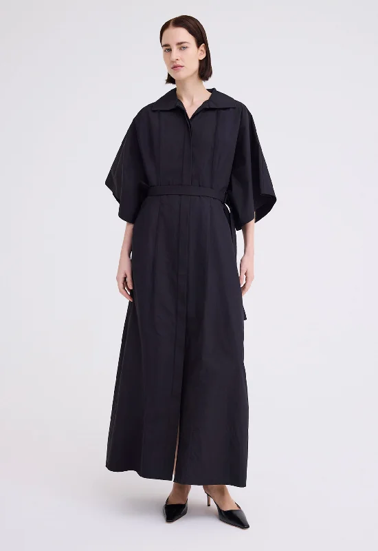 Xavier Shirt Maxi Dress - Black Fashionable High-Waist Maxi Dress