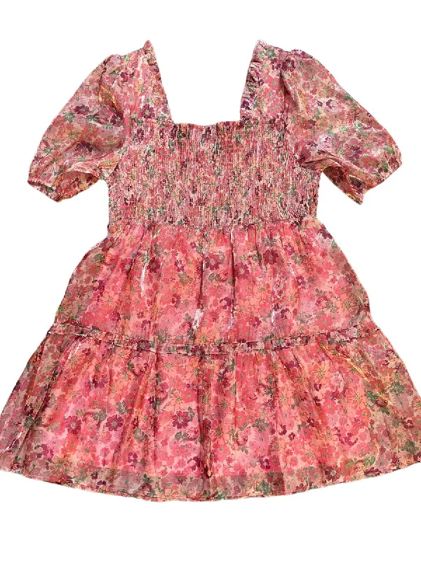 Blush Mix Organza Mini Dress Elegant Mini Dress with Pleats