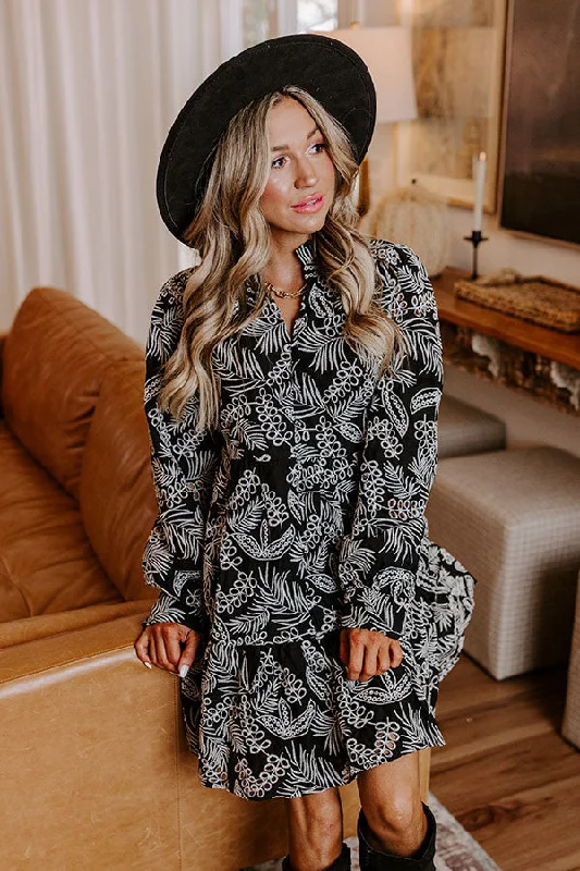 Cabernet Sippin' Embroidered Mini Dress Stylish Button-Down Mini Dress
