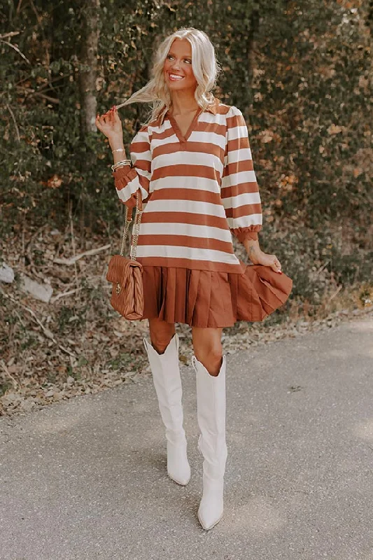 Country Club Moment Stripe Mini Dress Fashionable Mini Dress with Slits
