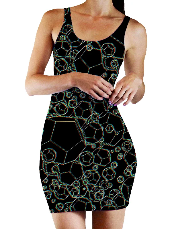 Dodecahedron Madness Glitch Bodycon Mini Dress Fashionable Party Mini Dress