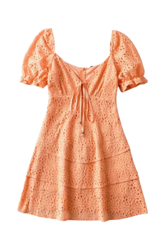 'Madelyn' Puff Sleeve Eyelet Embroidery Layered Mini Dress Fashionable Polka Dot Mini Dress 'Madelyn' Puff Sleeve Eyelet Embroidery Layered Mini Dress Fashionable Polka Dot Mini Dress